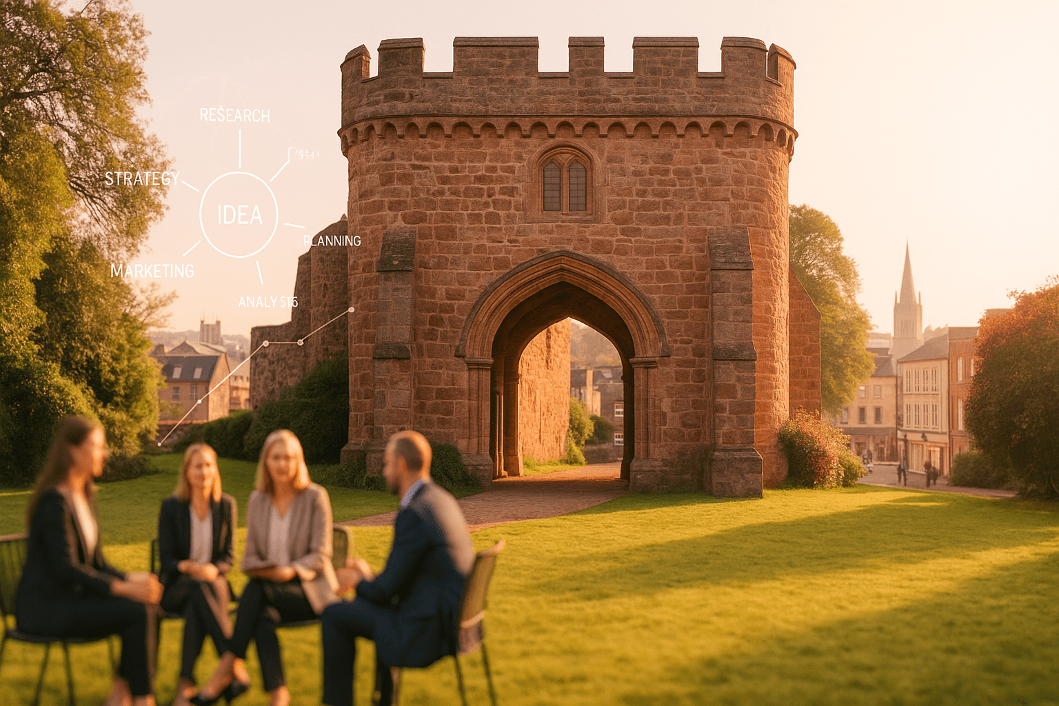 Marketing Consultancy & Training for Exeter businesses - Pink Frog Studio Marketing Consultancy Exeter - Pink Frog Studio at historic Exeter Castle providing expert guidance