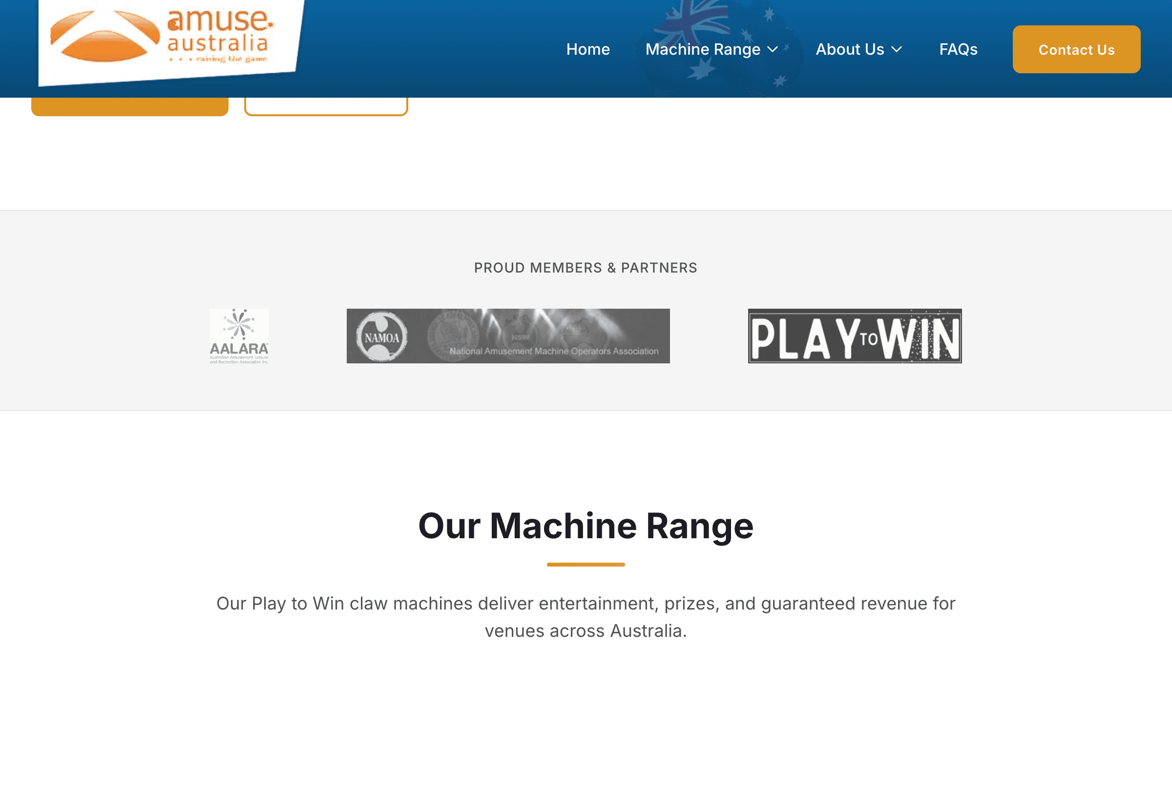 Amuse Australia “Proud Members & Partners” band above the machine range