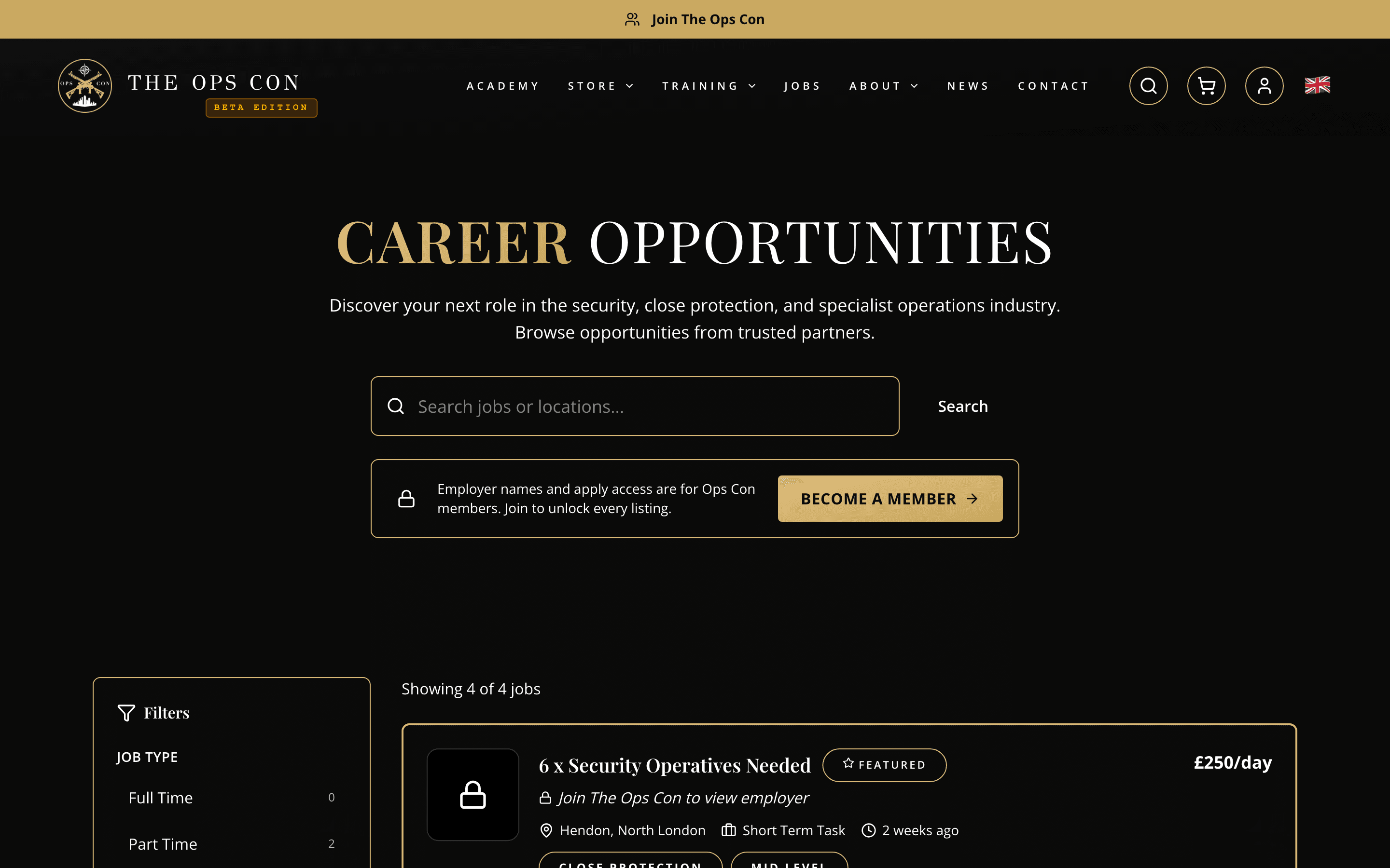 The OpsCon jobs board — vetted career opportunities with member-gated listings