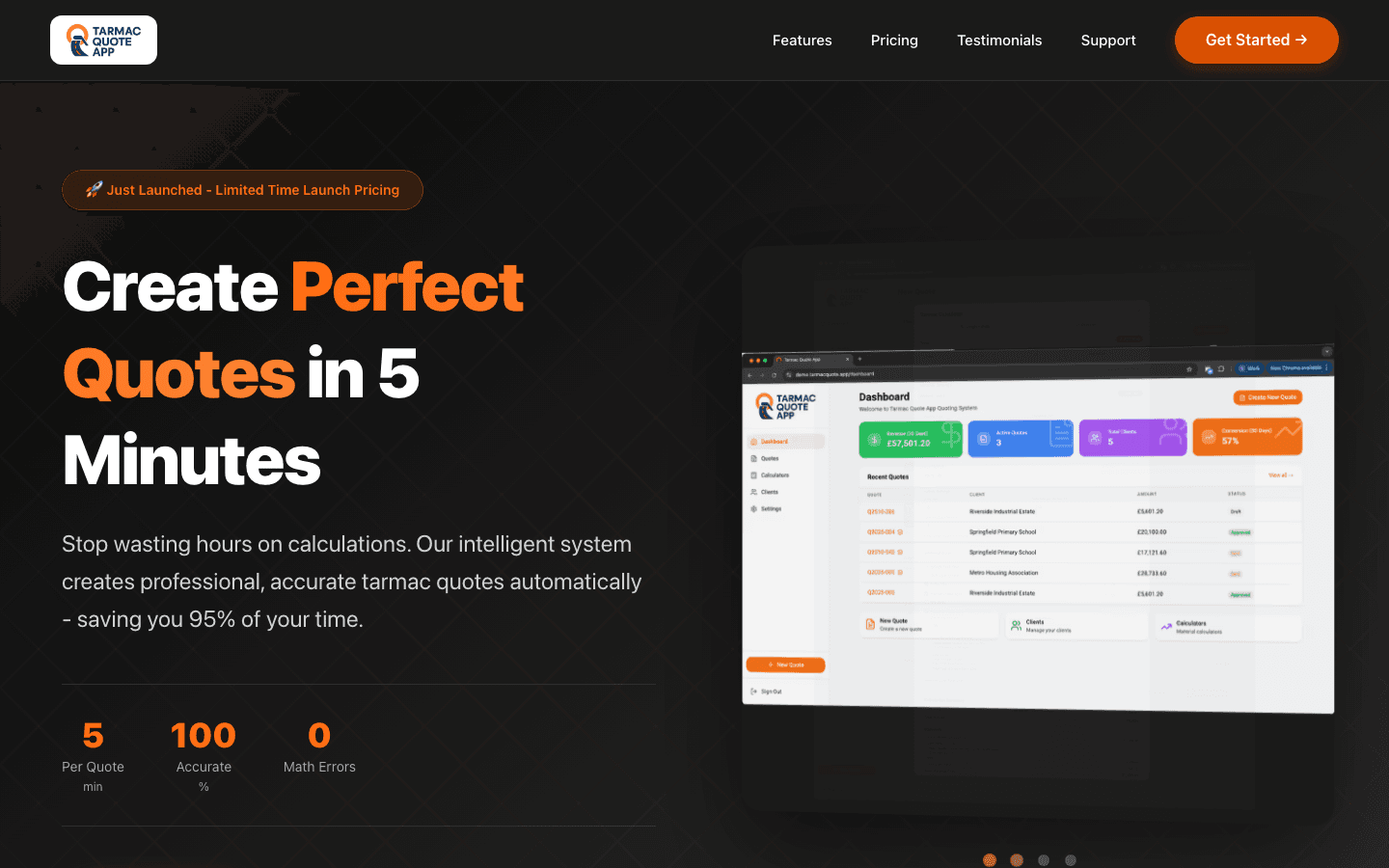 TarmacQuote — site fold