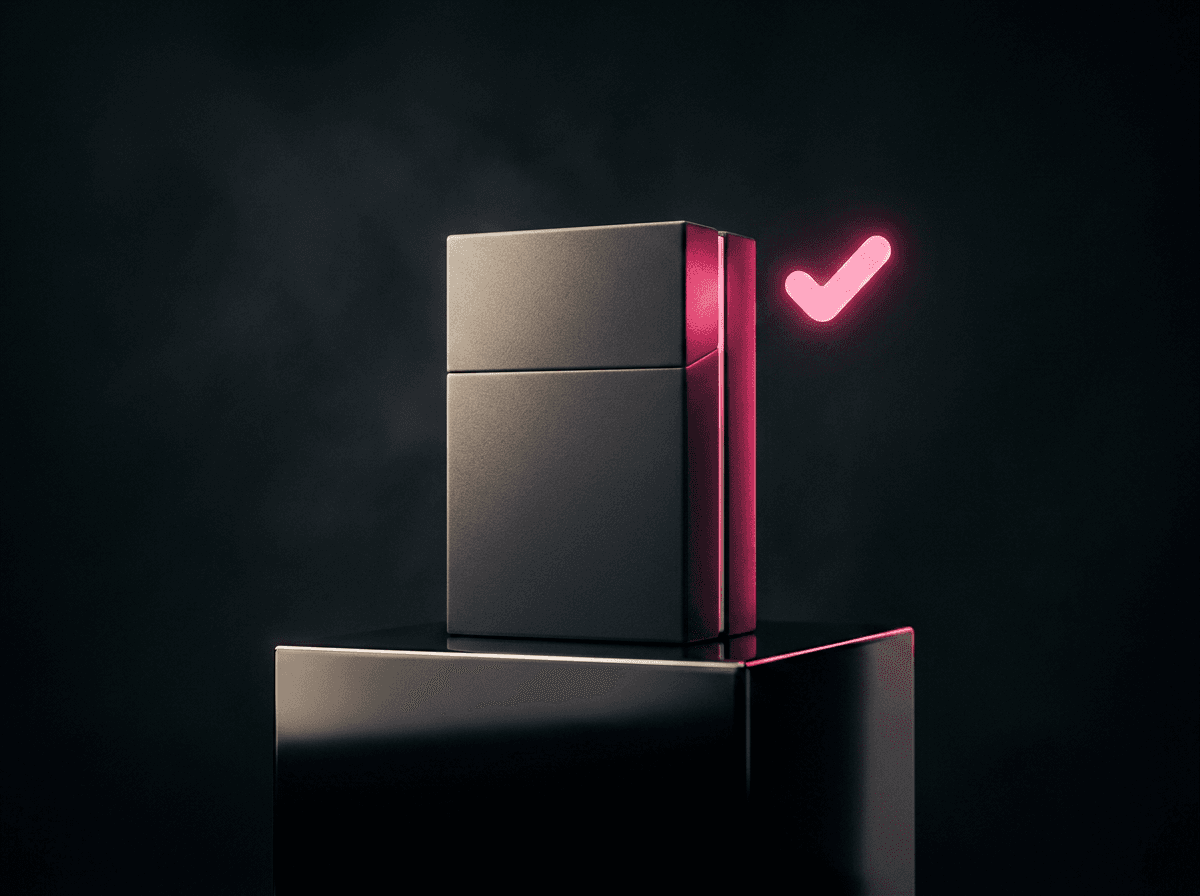 A phone checkout moment with elegant packaging on a marble table